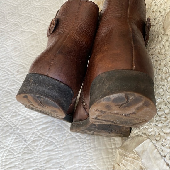 Born Brown Leather Ankle Boots Zip Up Sides Size 8 - Picture 8 of 16